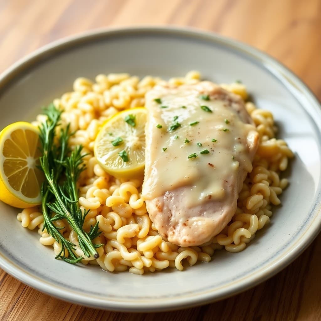 Zesty Lemon Chicken Picatta with Parmesan Garlic Orzo
