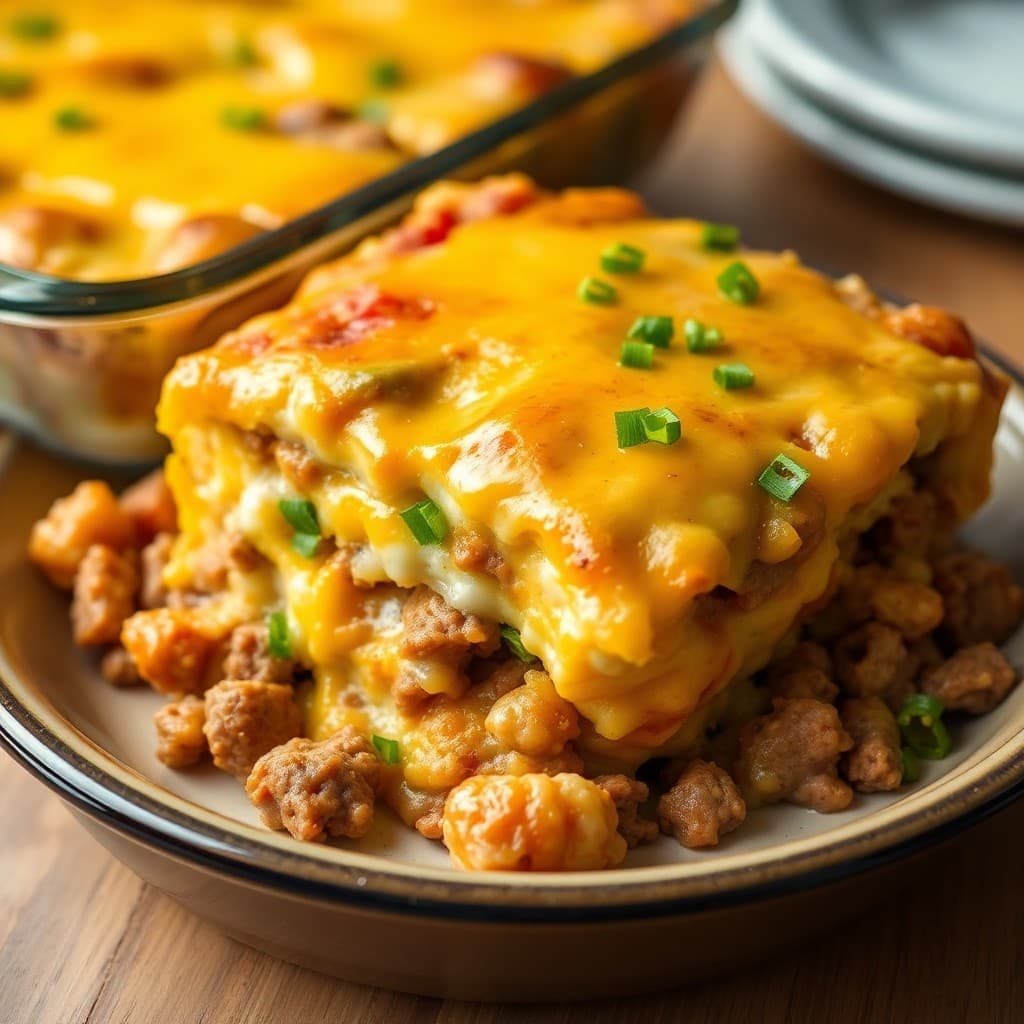 Cheesy Beef Breakfast Bake