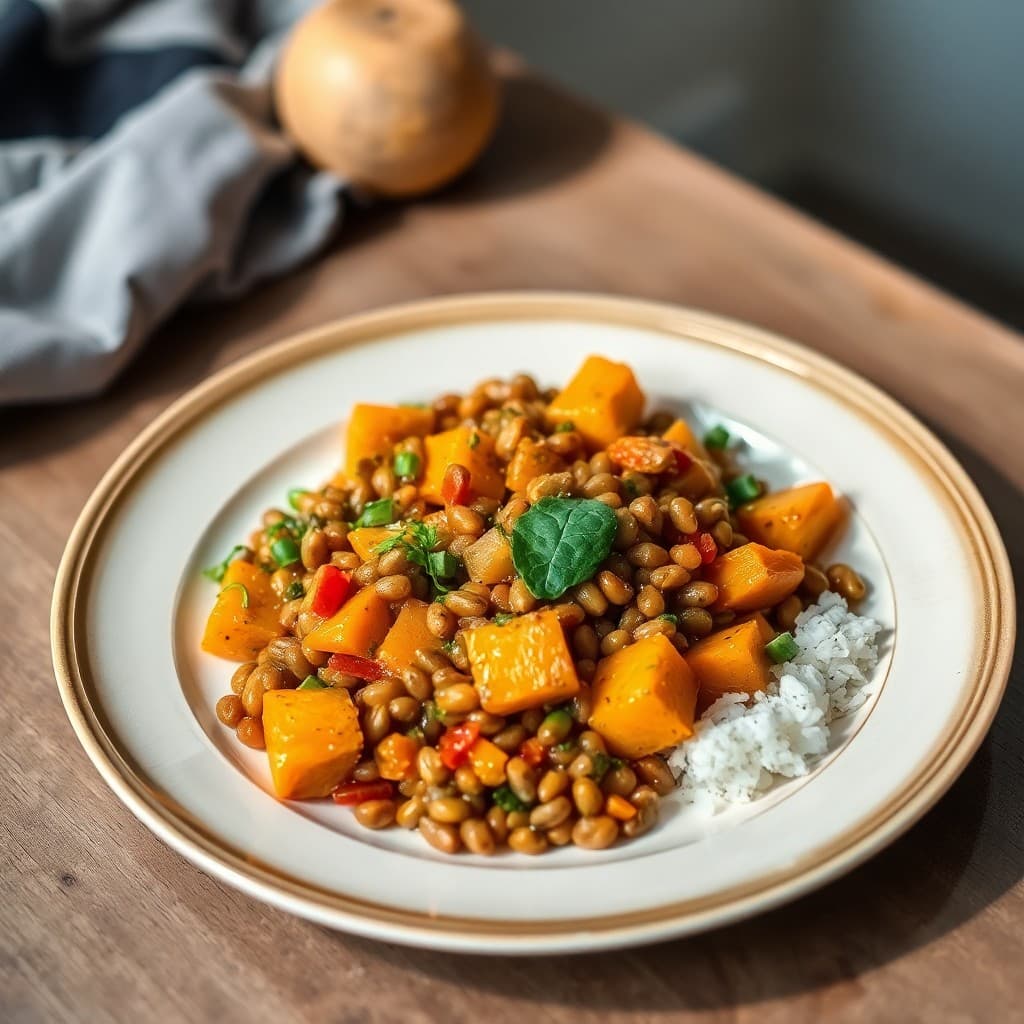 Satiating Autumn Lentil and Butternut Squash Stir-Fry