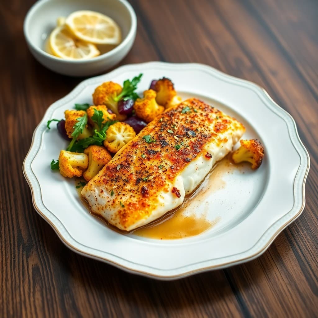 Seared Chili-Lime Tilapia with Roasted Cauliflower Medley