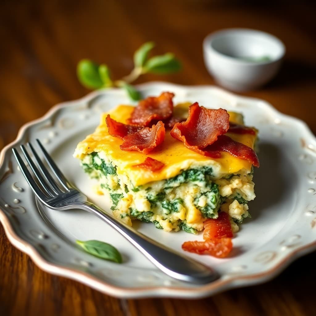 Keto Breakfast Casserole with Spinach and Bacon