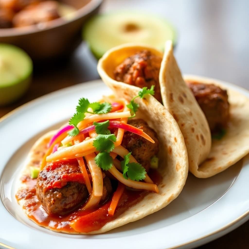 Moroccan Spiced Lamb Meatball Wraps