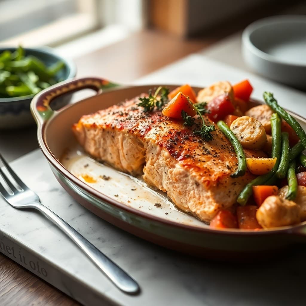 Protein-Packed Baked Salmon with Roasted Vegetables