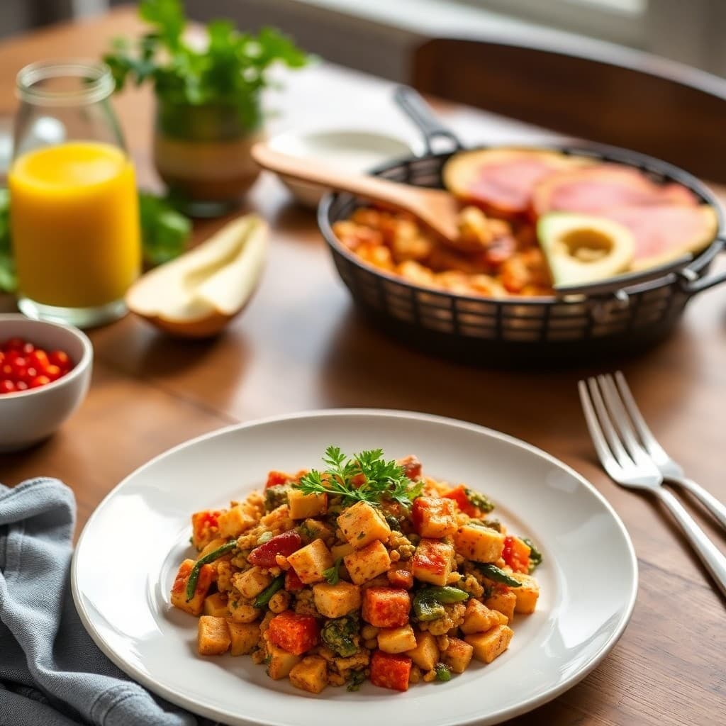 Spicy Tofu and Veggie Scramble