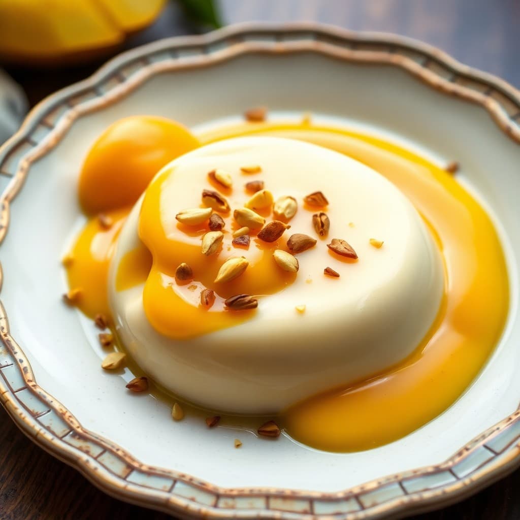 Indian Cardamom Mango Lassi Panna Cotta