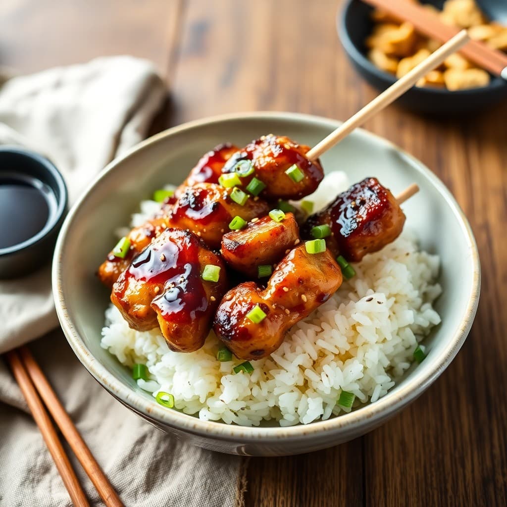 Japanese Yakitori Chicken & Charred Scallion Rice Bowl
