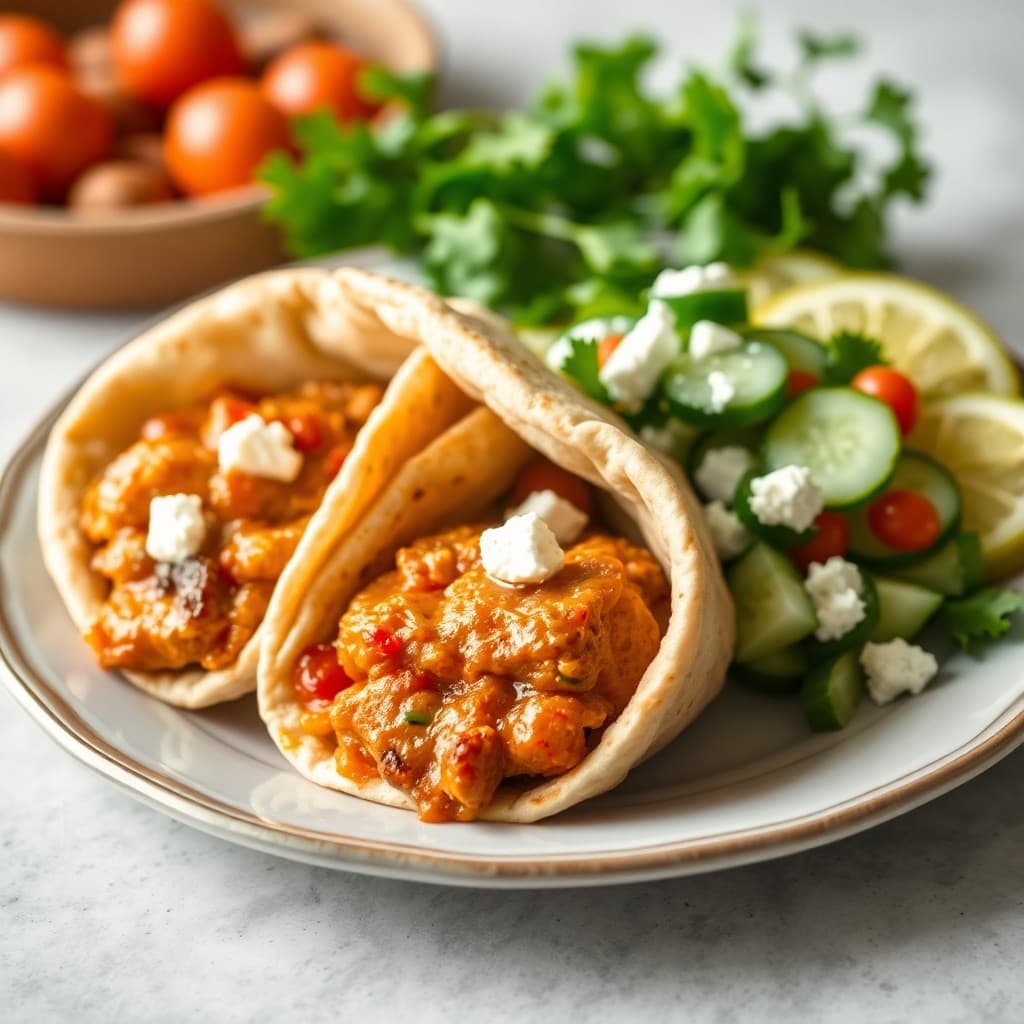 Zesty Mediterranean Chicken Pitas with Cucumber Feta Salad