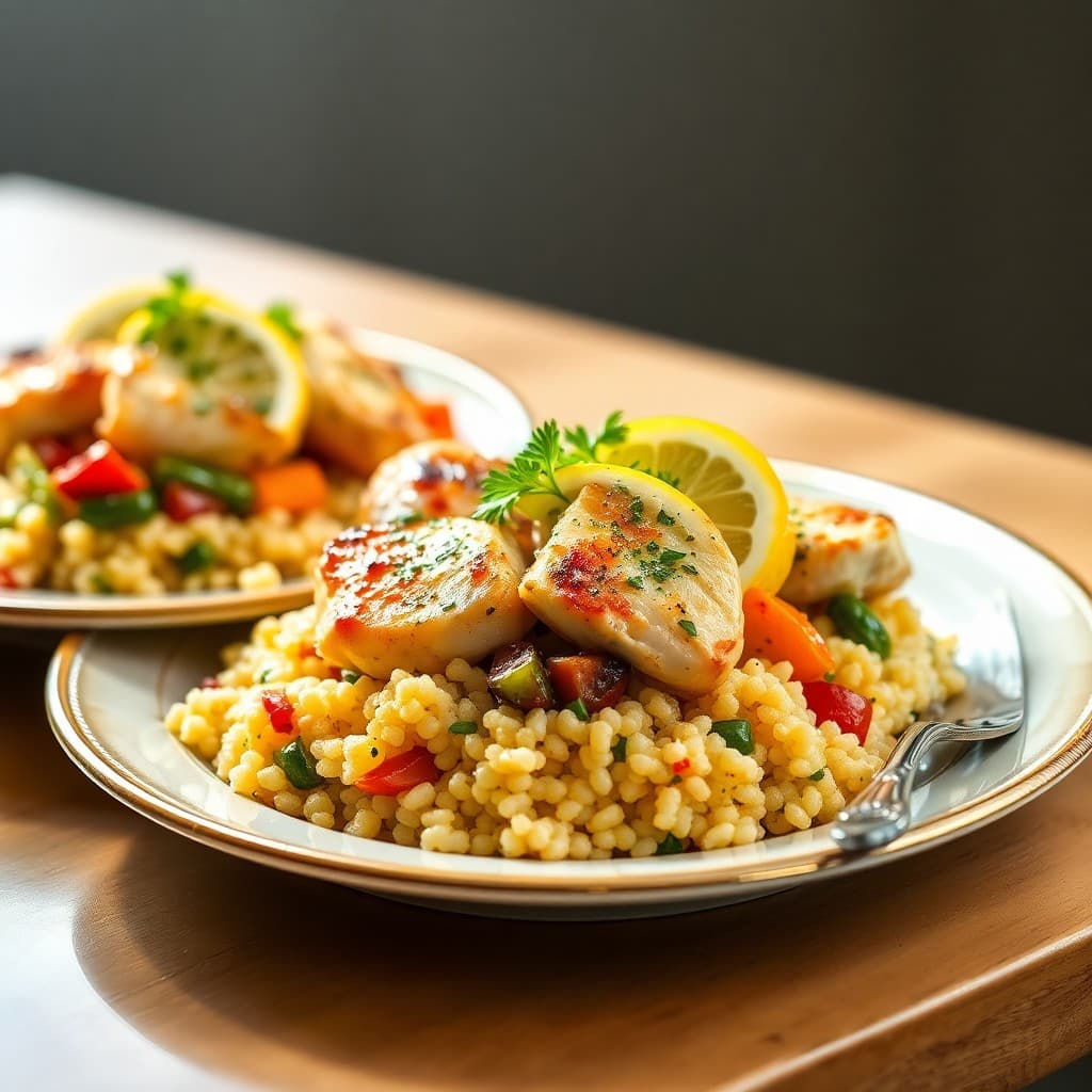 Lemon Herb Chicken Bowls with Mediterranean Couscous