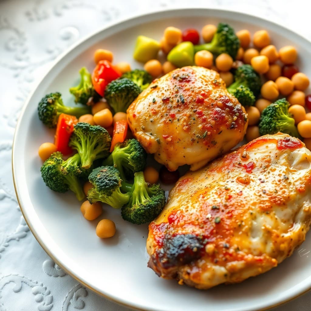 Zesty Baked Chicken Thighs with Roasted Broccoli Medley