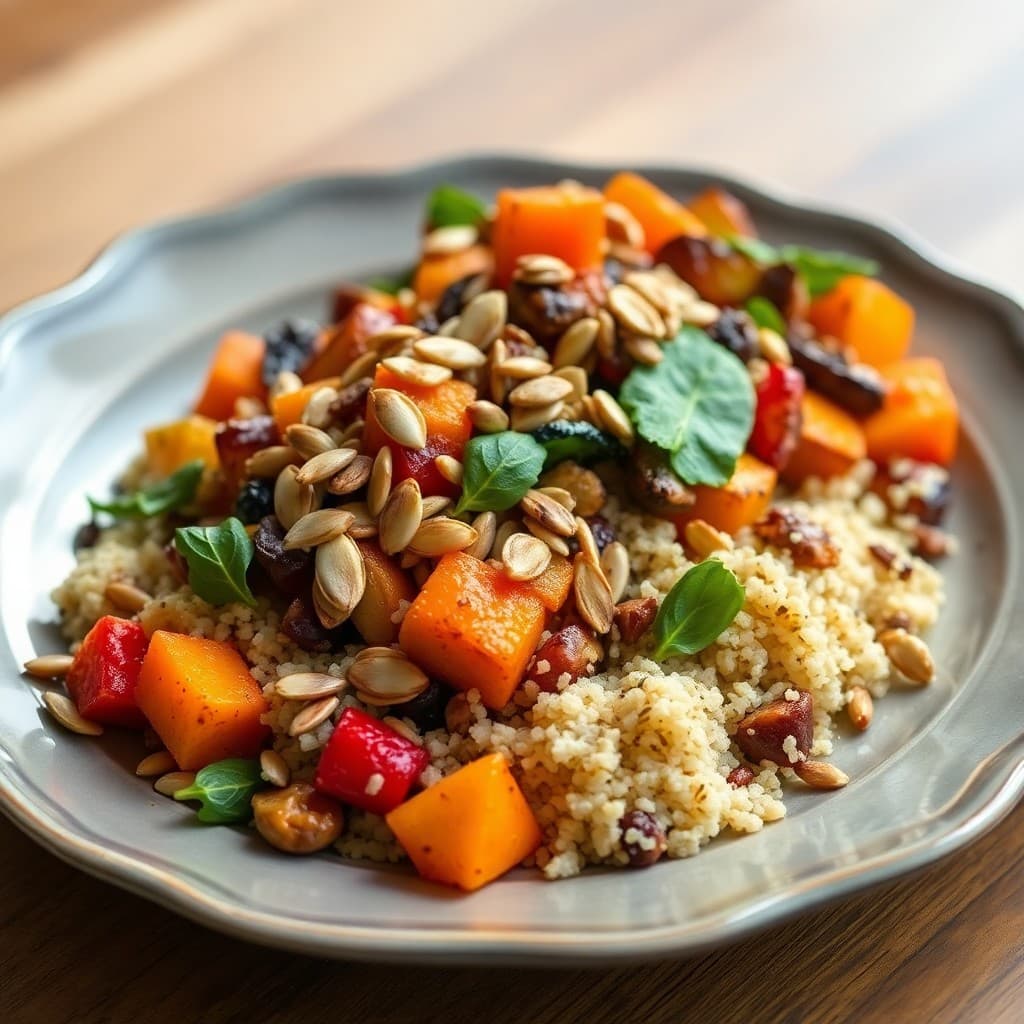 Roasted Fall Vegetable Medley with Quinoa and Toasted Seeds