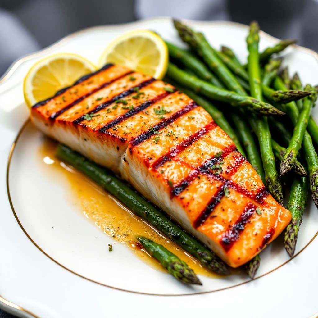 Grilled Lemon Herb Salmon with Roasted Asparagus