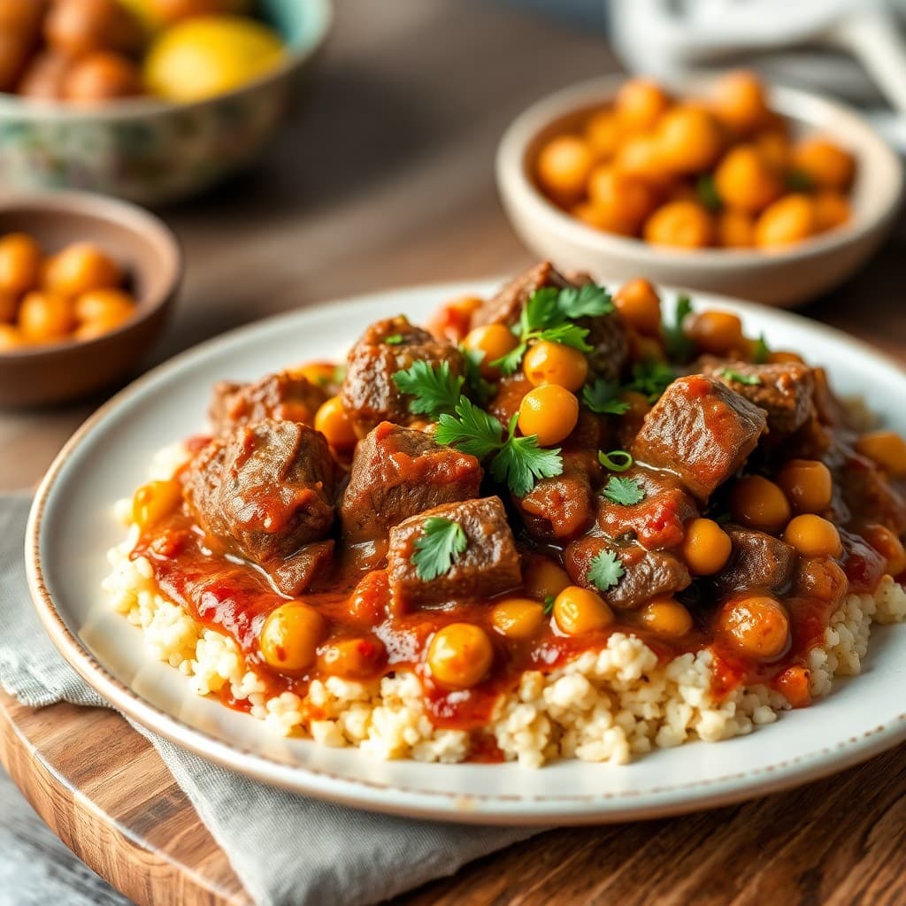 Moroccan Lamb Tagine with Chickpeas and Apricots