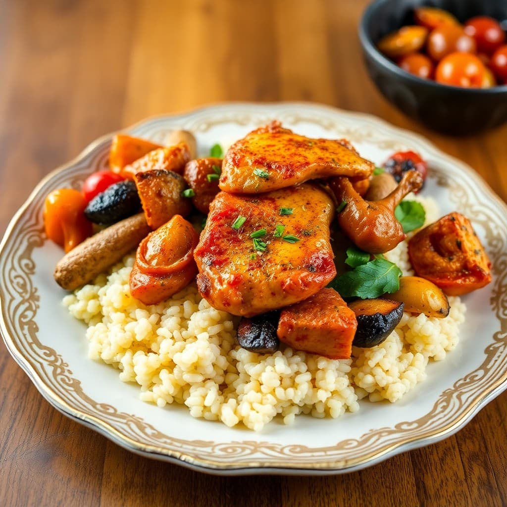 Moroccan Spiced Chicken Tagine with Couscous and Roasted Veggies