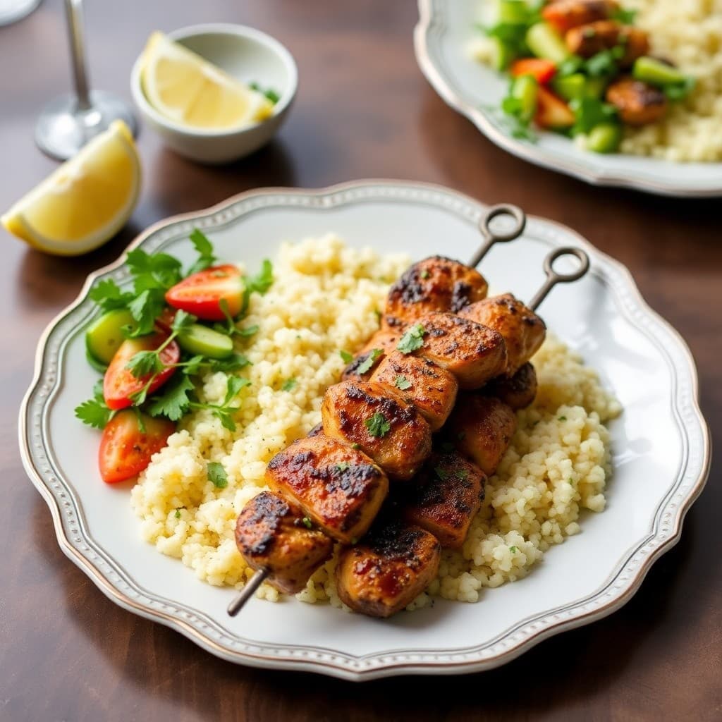 Moroccan Spiced Chicken Skewers with Lemon Couscous