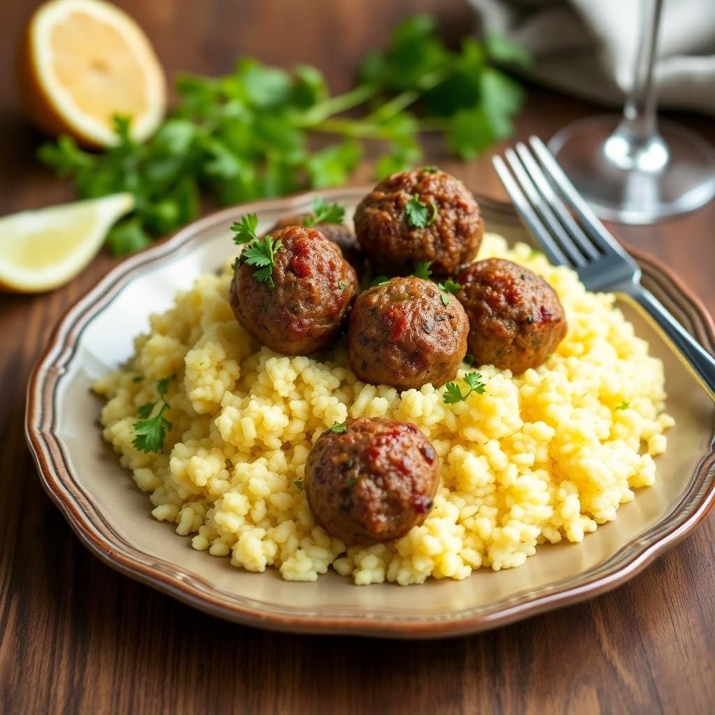 Moroccan Spiced Lamb Meatballs with Lemon Couscous