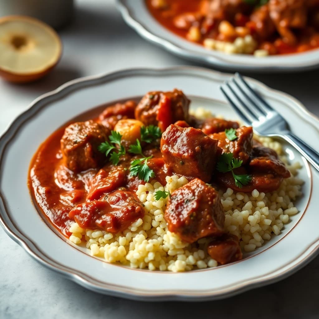 Moroccan Lamb Tagine with Garlic Herb Couscous