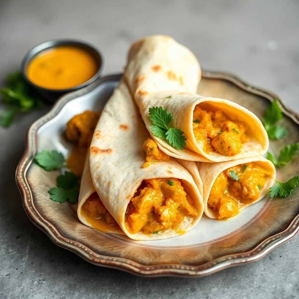 Spicy Coconut Curry Chicken Wraps