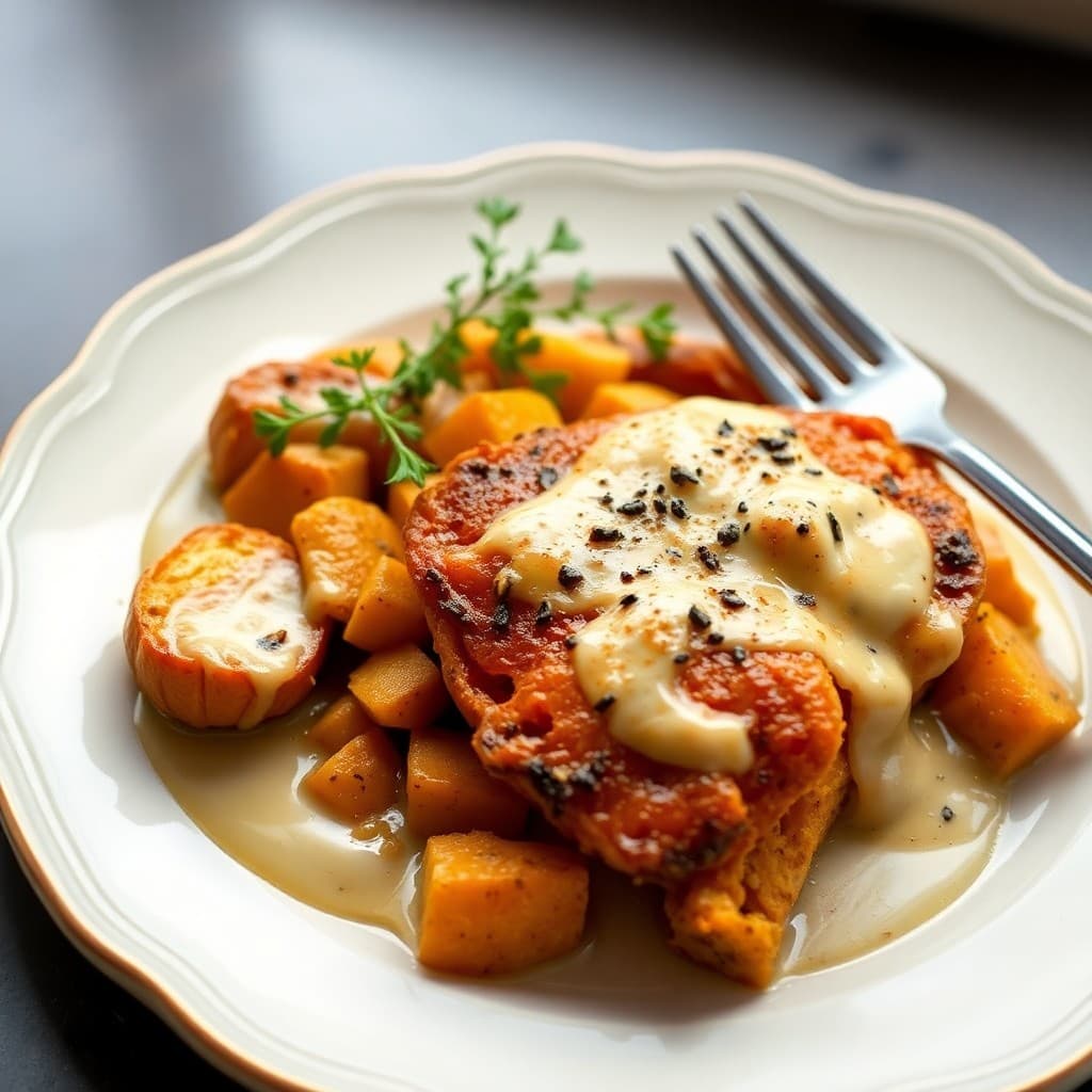 Roasted Pumpkin and Chicken Bake