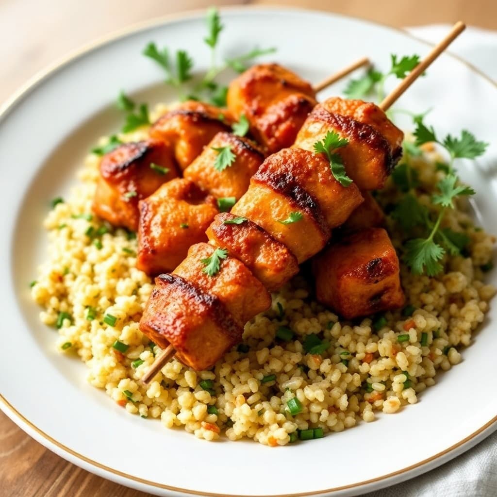 Spicy Moroccan Chicken Skewers with Herb Quinoa