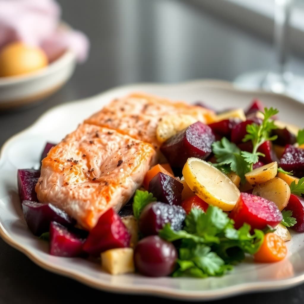 Roasted Salmon and Beet Salad