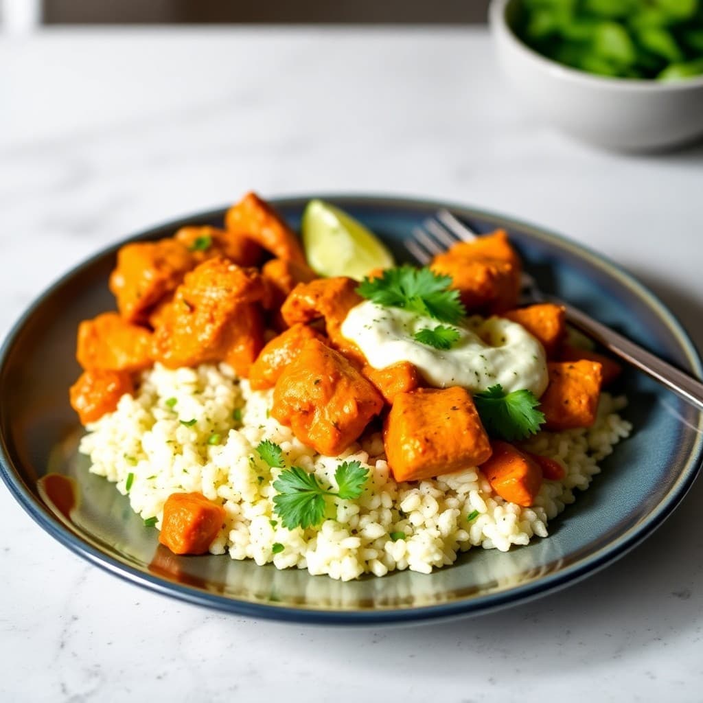 Indian Butter Chicken Bowls with Cilantro Lime Rice