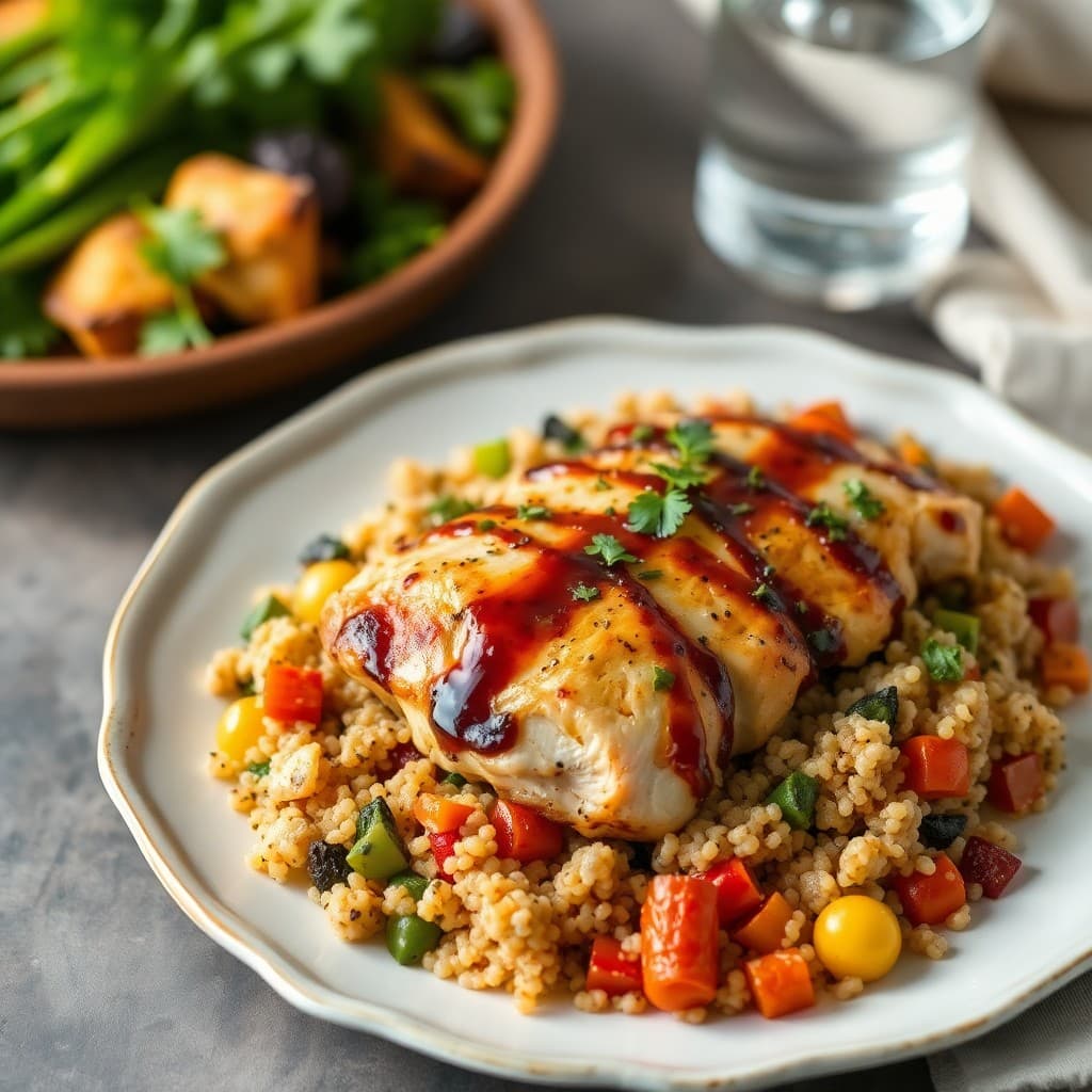 Balsamic-Glazed Chicken with Roasted Vegetables and Quinoa