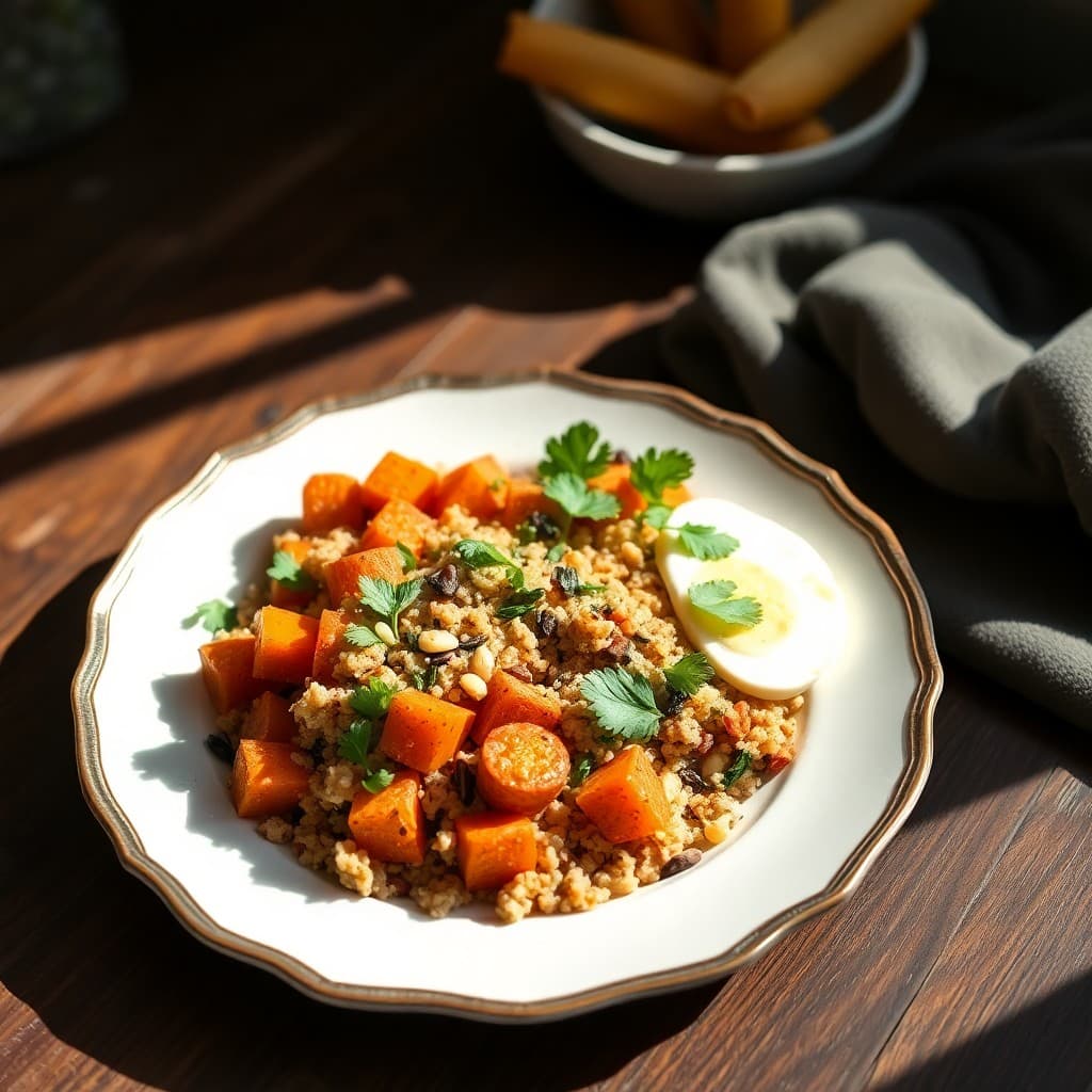 Roasted Sweet Potato and Quinoa Breakfast Bowl