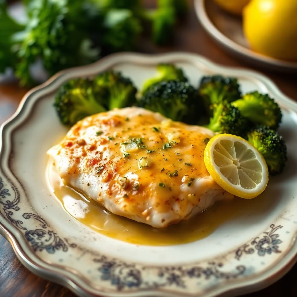 Zesty Lemon-Garlic Chicken Piccata with Roasted Broccoli
