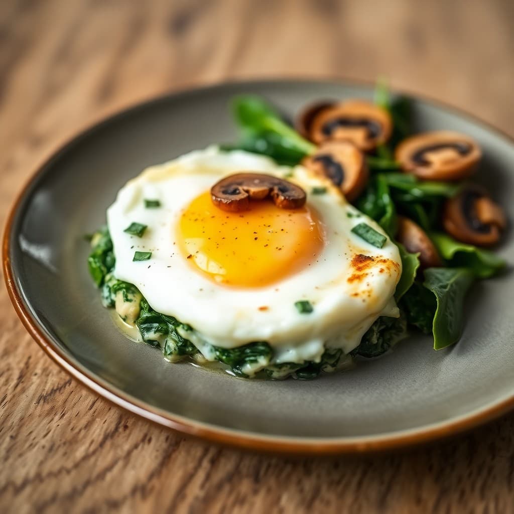 Paleo Baked Eggs with Spinach and Mushrooms