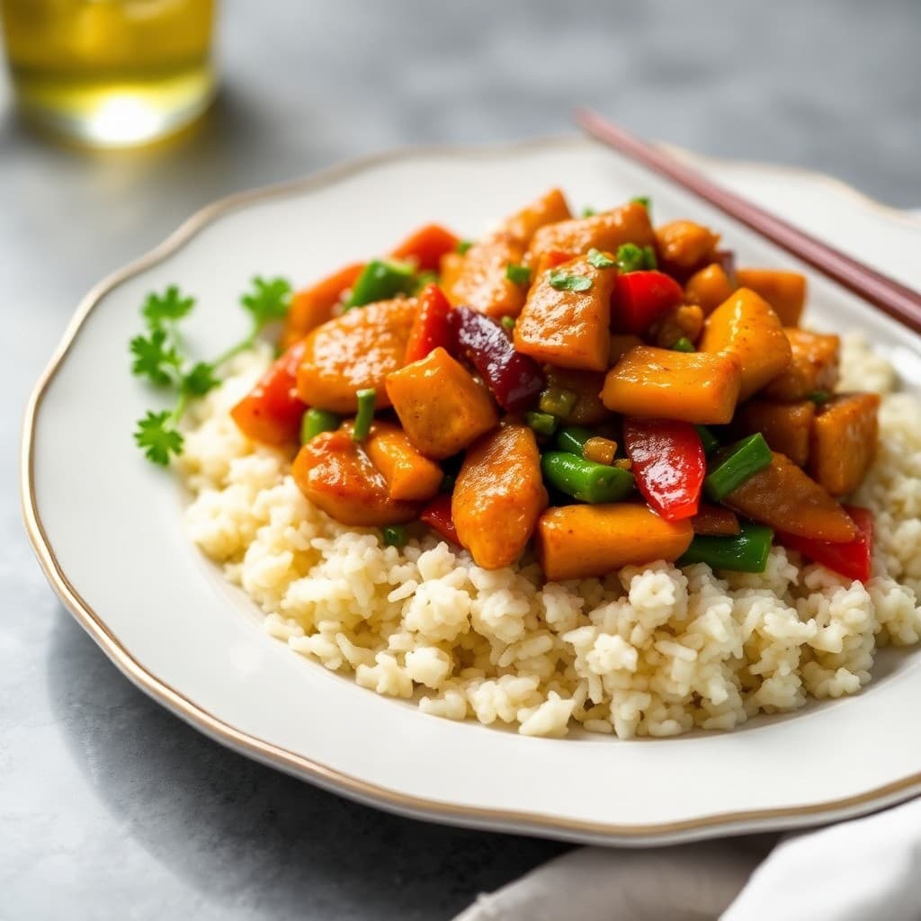 Ginger Chicken Stir-Fry with Cauliflower Rice