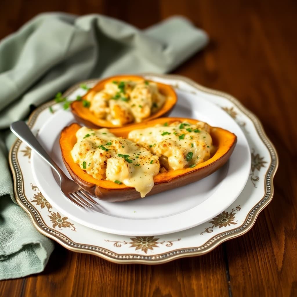 Cheesy Stuffed Pumpkin Boats