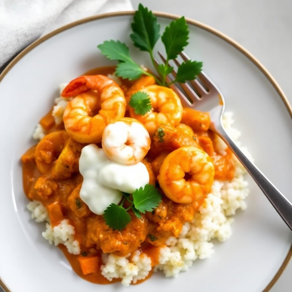 Spicy Coconut Shrimp Curry with Cauliflower Rice