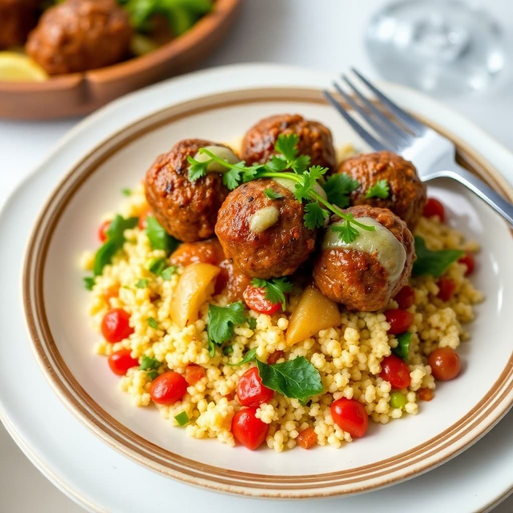 Moroccan-Spiced Lamb Meatballs with Couscous Salad