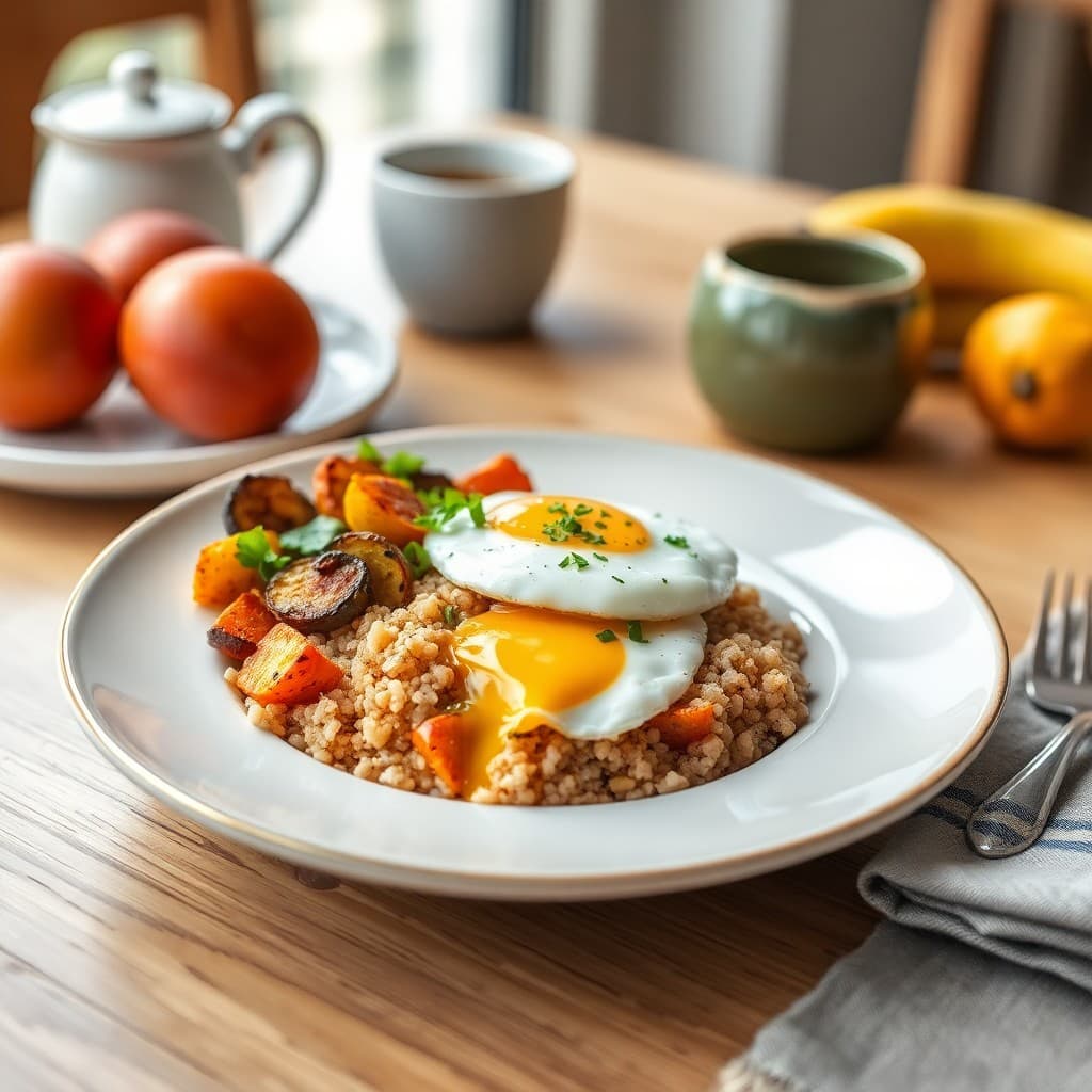 Sunrise Quinoa Breakfast Bowl with Roasted Veggies