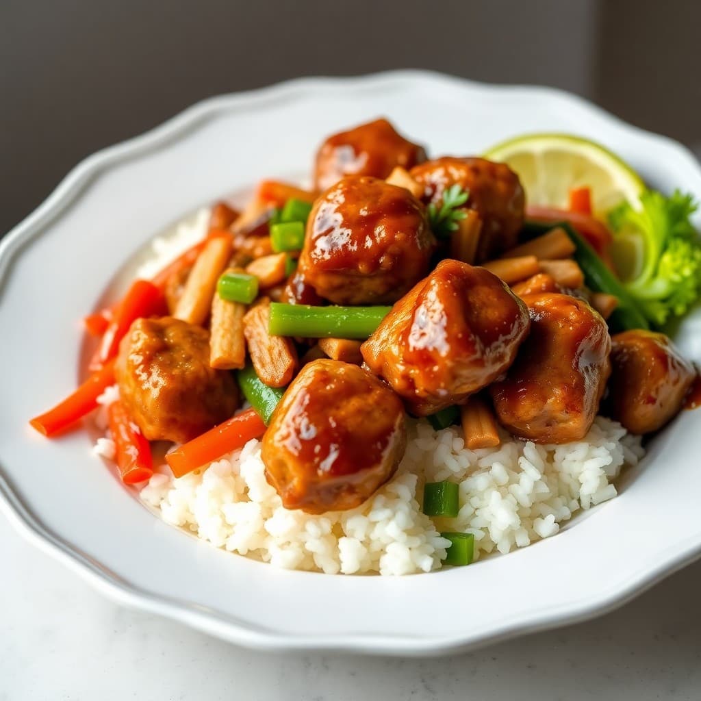 Teriyaki Chicken Meatball Stir-Fry Bowls