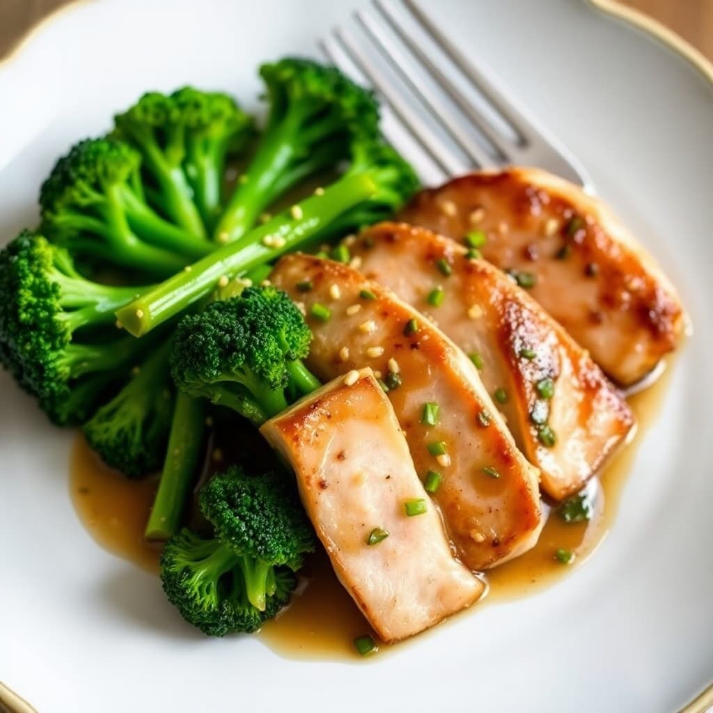 Seared Ginger-Garlic Tuna with Sesame-Roasted Broccoli