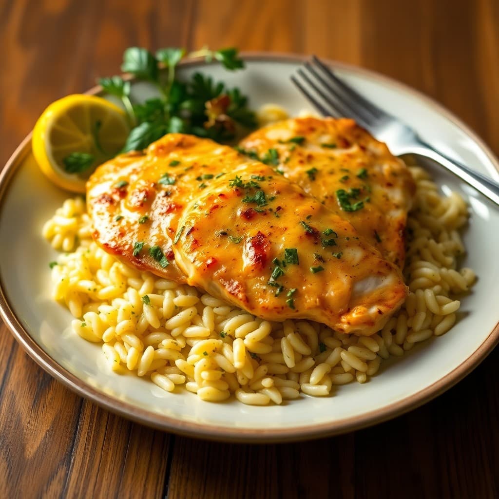 Italian Chicken Piccata with Lemon Herb Orzo