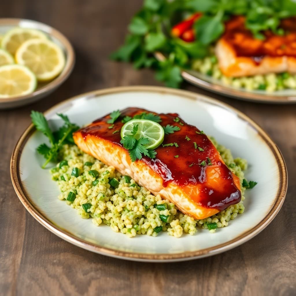 Honey Garlic Glazed Salmon with Cilantro Lime Quinoa