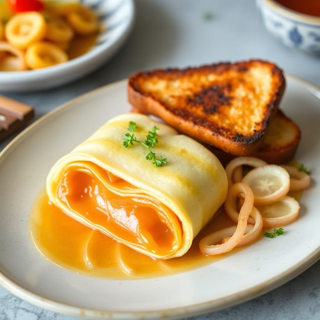 Japanese Tamagoyaki with Miso Butter Toast and Pickled Vegetables