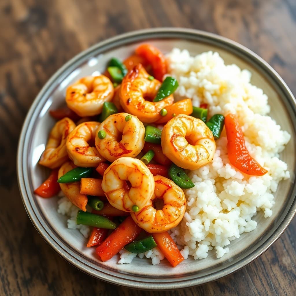 Sizzling Ginger-Garlic Shrimp Stir-Fry with Cauliflower Rice