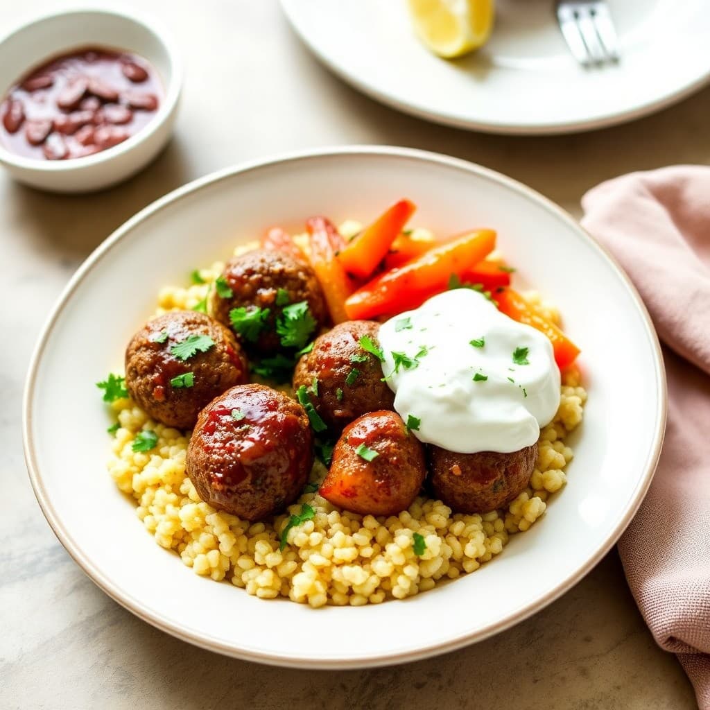 Zesty Moroccan Beef Meatball Bowls