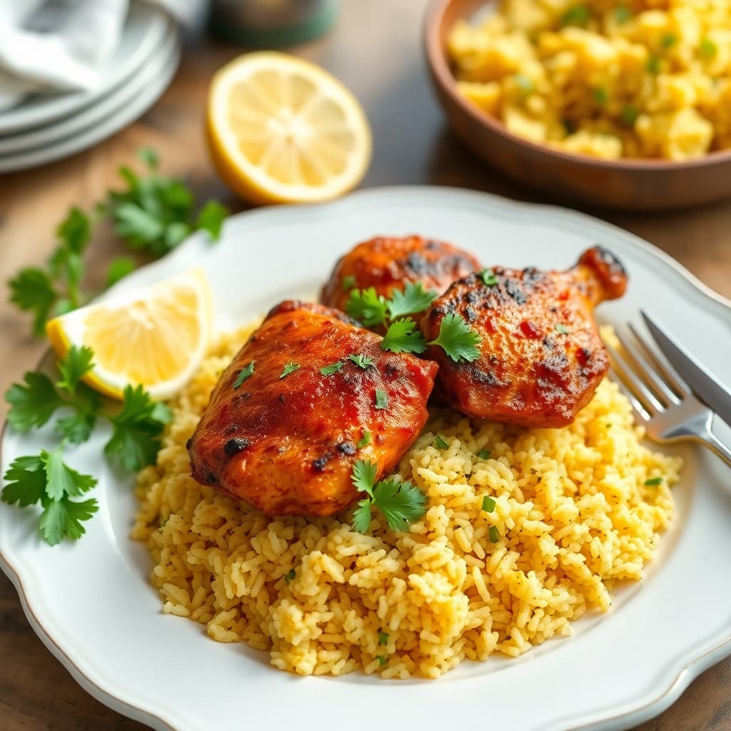 Indian Tandoori Chicken with Lemon Rice