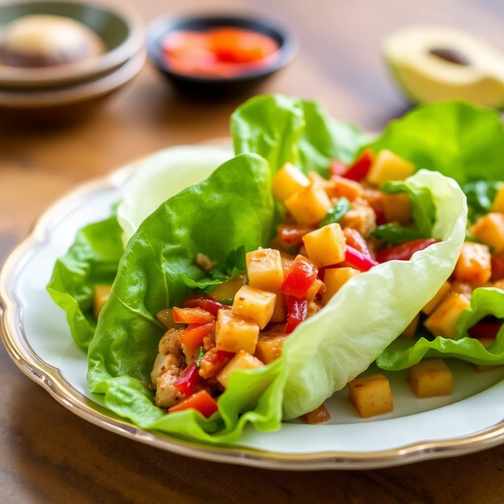 Zesty Chicken Pineapple Lettuce Wraps