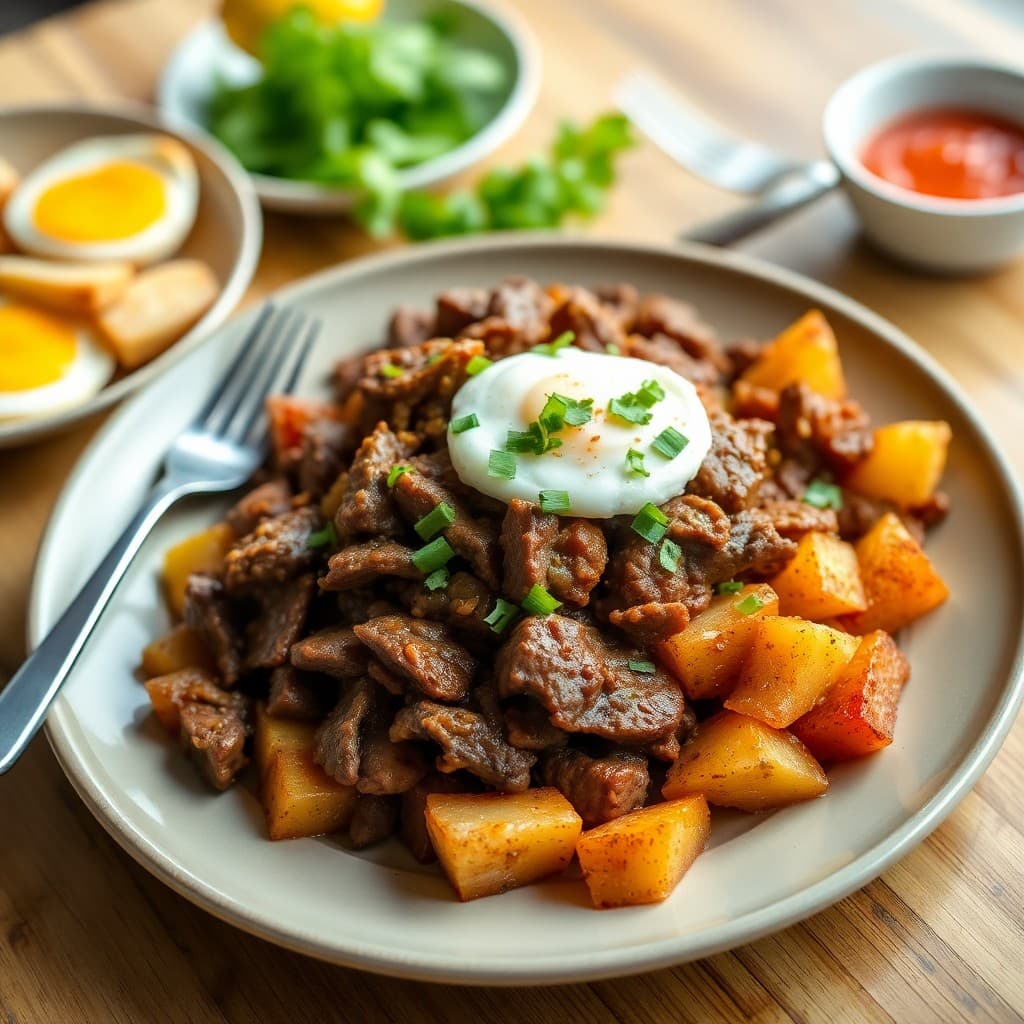 Peruvian Lomo Saltado Breakfast Hash