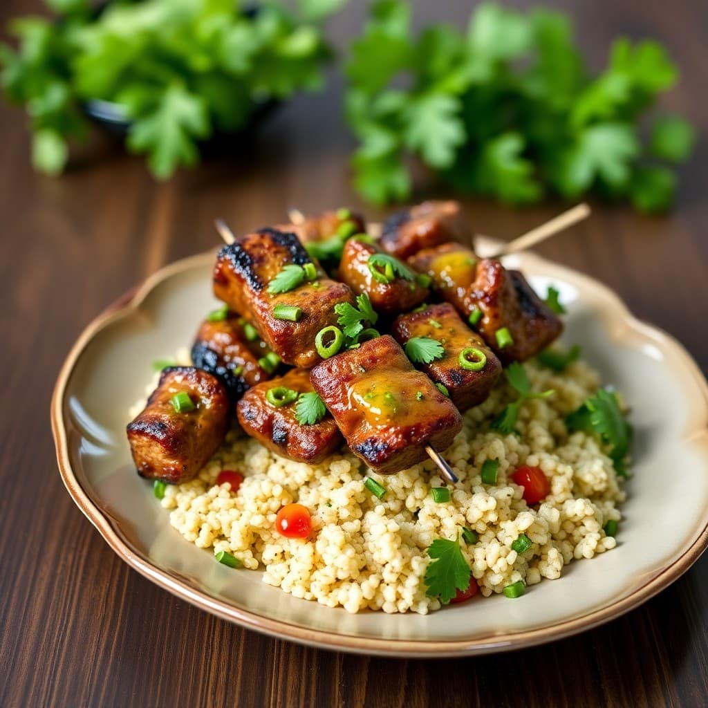 Zesty Brazilian Steak Skewers with Chimichurri Quinoa
