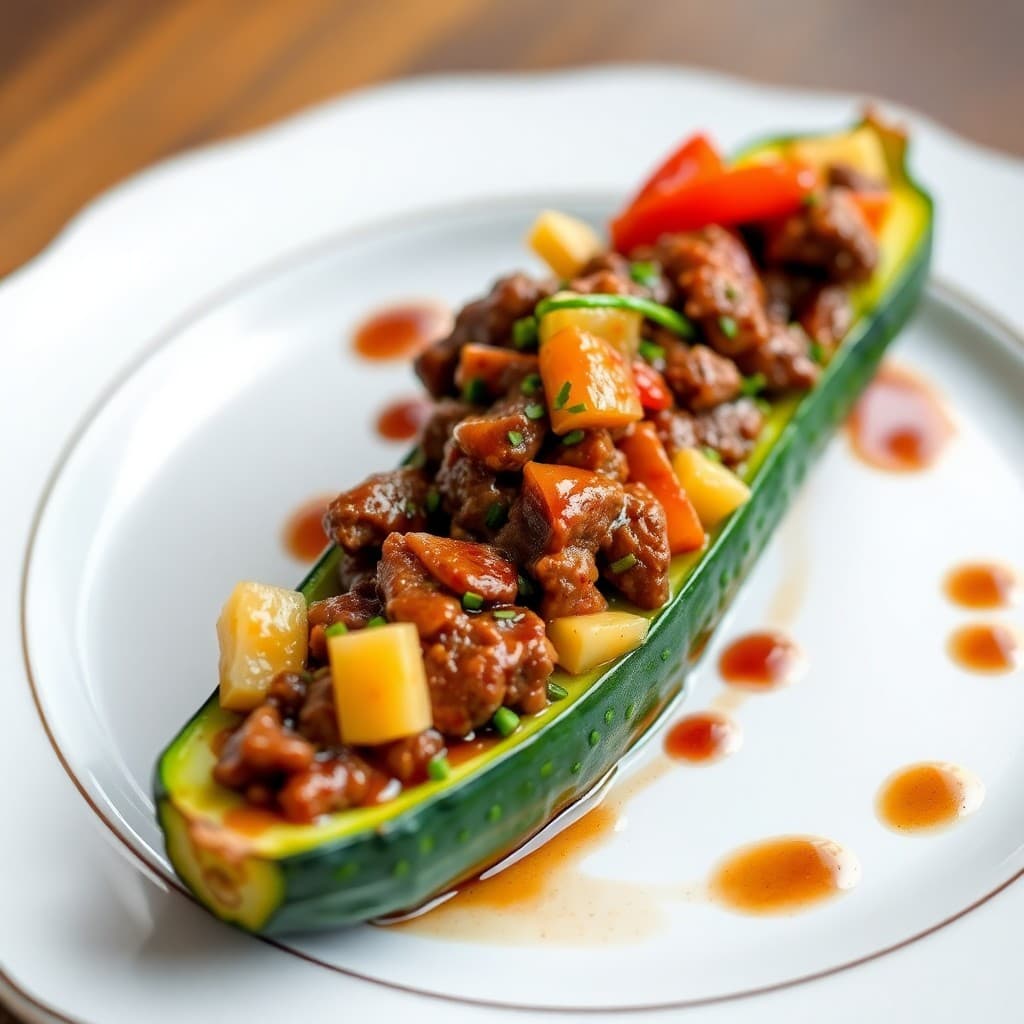 Teriyaki Beef Zucchini Boats