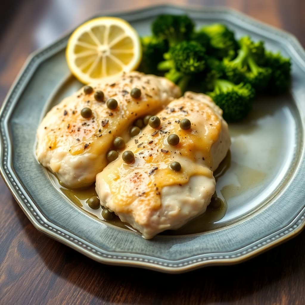 Zesty Lemon Chicken Piccata with Roasted Broccoli
