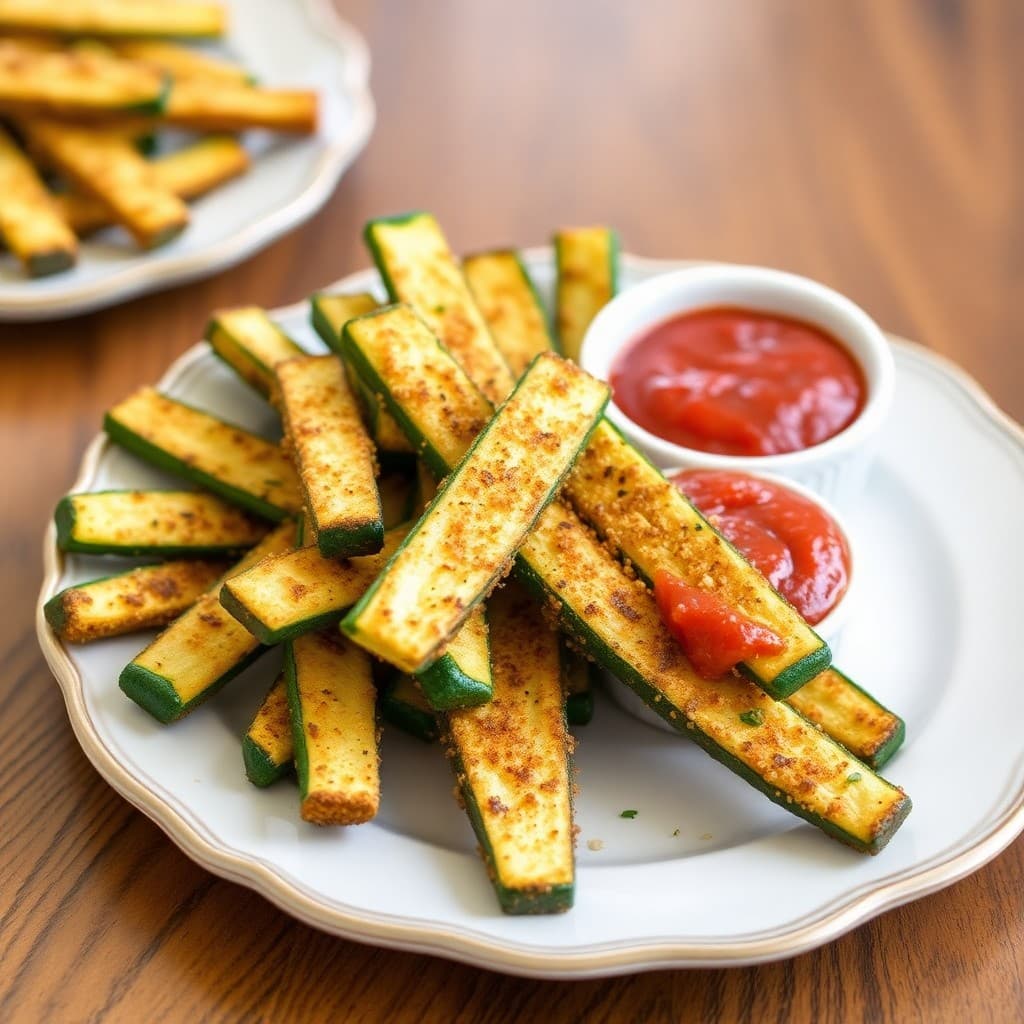 Baked Zucchini Fries with Marinara Dipping Sauce