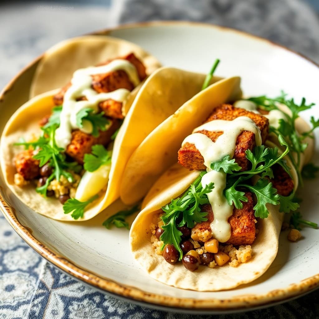 Crispy Tofu & Mujadara Wrap with Tahini-Lemon Drizzle