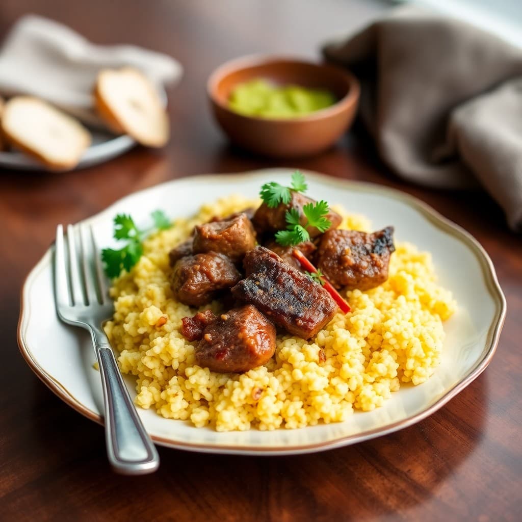Moroccan Spiced Lamb Tagine with Saffron Couscous